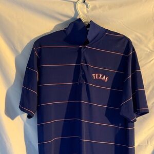 Antigua Texas Rangers Blue and Red Striped Men's Polo